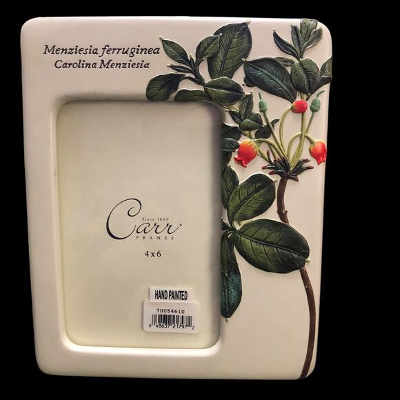 Vintage NOS Carr Picture Frame, Handpainted, Ceramic Floral, Butterfly’s, 4x6” - Picture 6 of 11